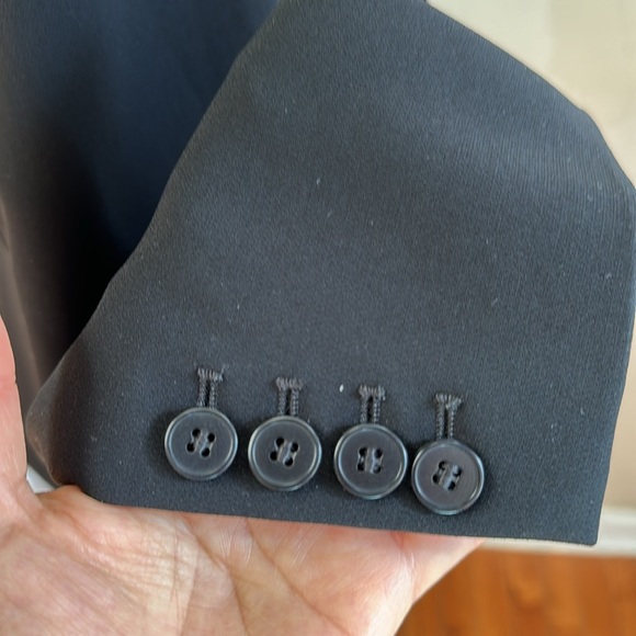 Theory Casual Crepe‎ Black One-Button Long Sleeve Front Pockets Blazer Size 4 - Picture 8 of 13